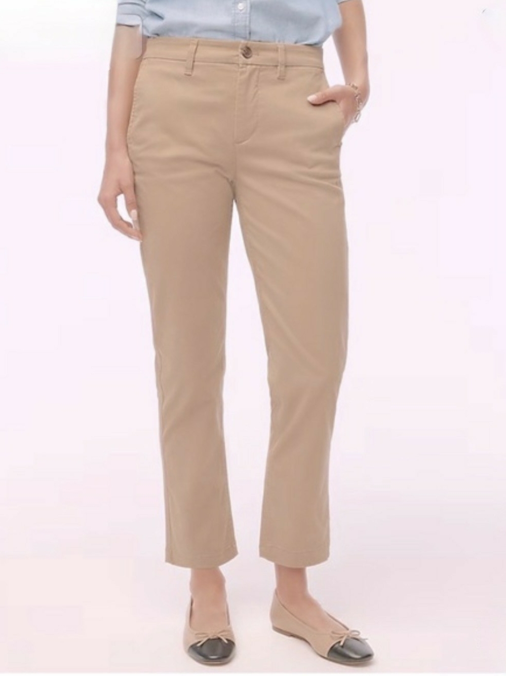 J. Crew Beige Cropped Straight Ankle Jeans